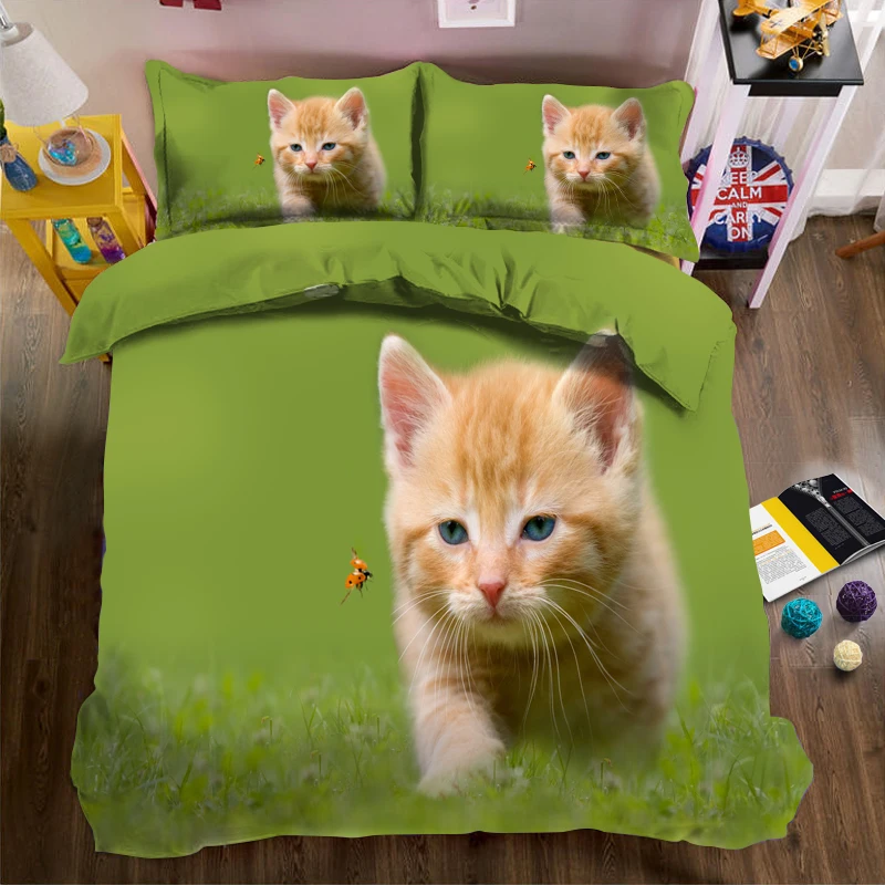 3d комплекты постельного белья фиолетовый венок котенок рисунок пододеяльник