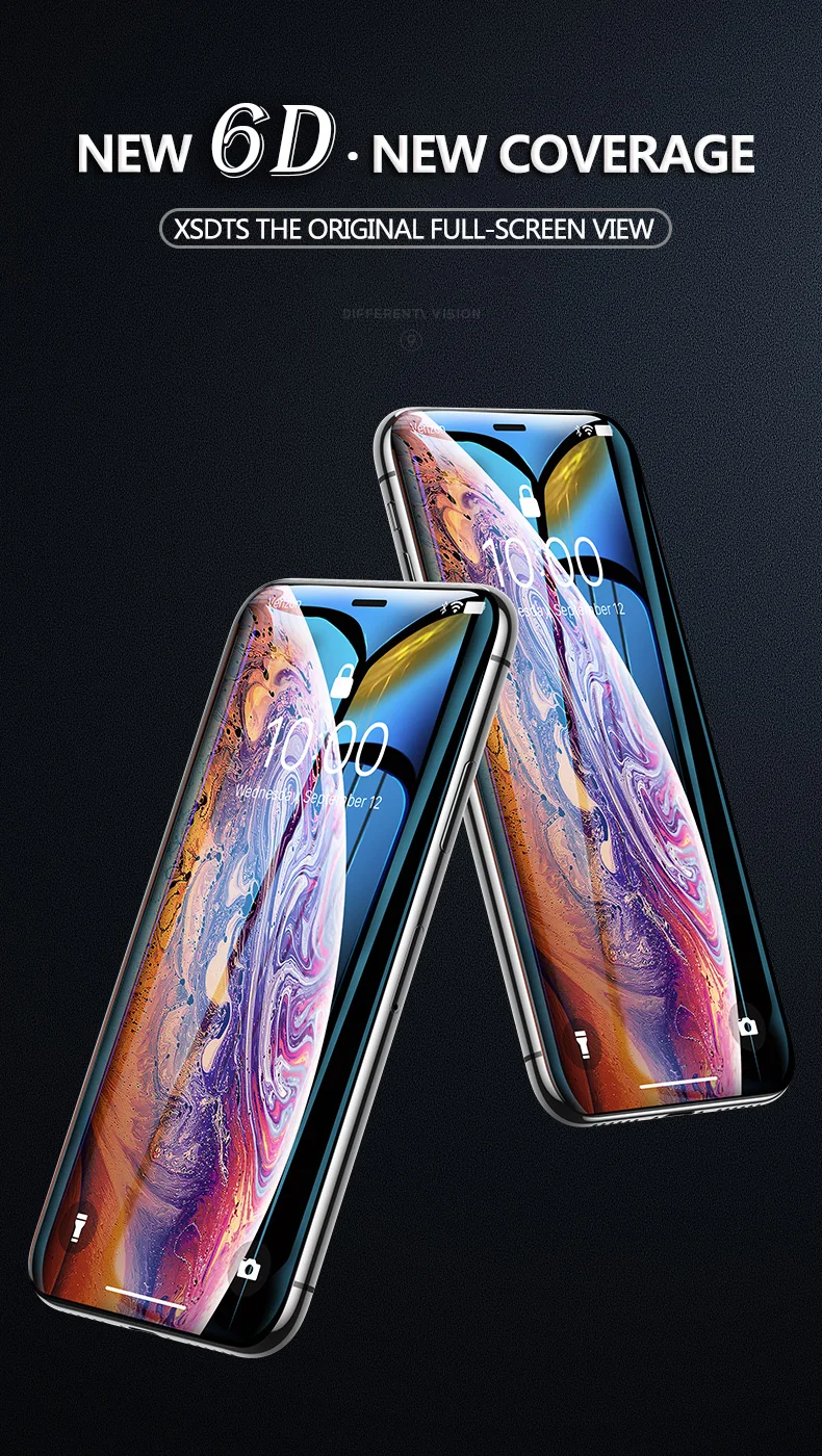 XSDTS 6D изогнутое полное покрытие из закаленного стекла для iPhone 11 Pro X XS Max XR 10 8 7 6 6s Plus Защитная пленка для экрана