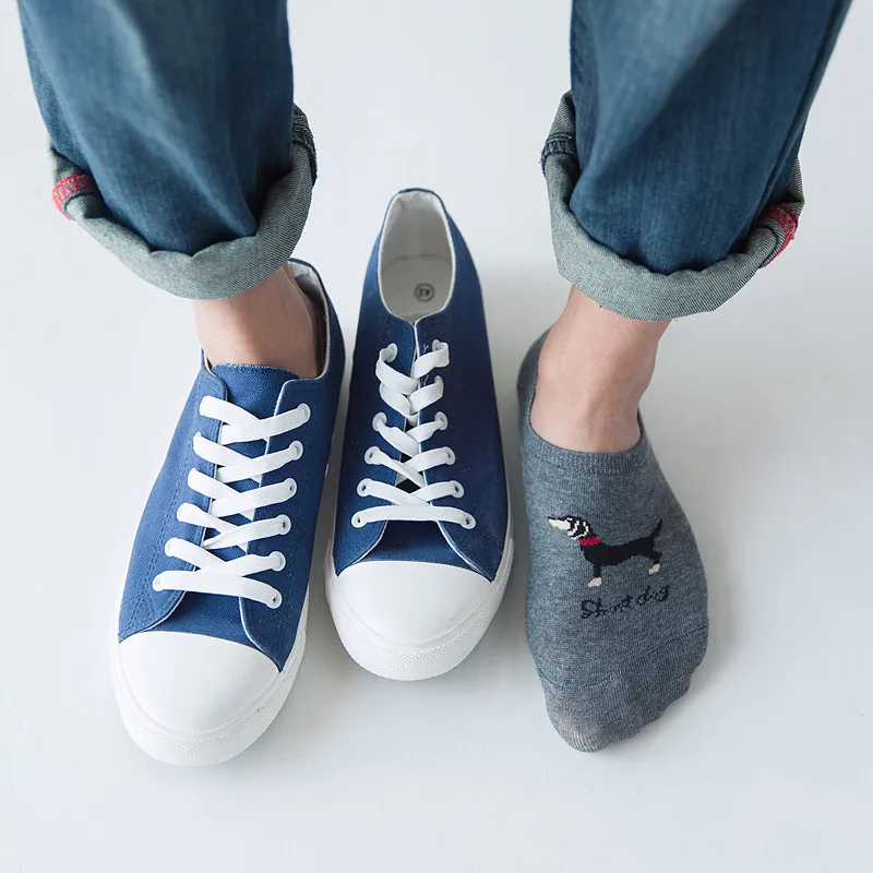 

5 Pairs New Fashion Men Women Cotton Socks Cartoon Dog Low Cut Comfortable Ankle Sock Boy Casual Slippers Boat Socks