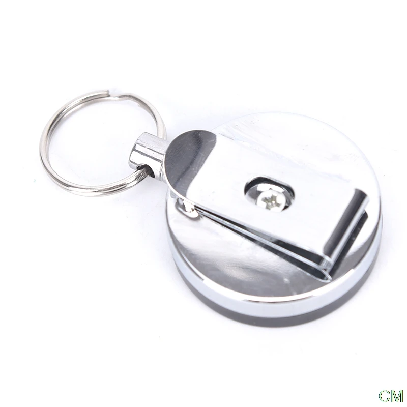 

Card Badge Holder Reel Recoil Belt Clip Hot sale Unique Silver Metal Retractable Pull Key Chain Reel ID Badge Lanyard Name Tag