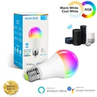 Умная лампа с Wi-Fi, 15 Вт, E27, E26, B22, RGB Светодиодная лампа с регулируемой яркостью, с управлением голосом через приложение, для Alexa, Google Home