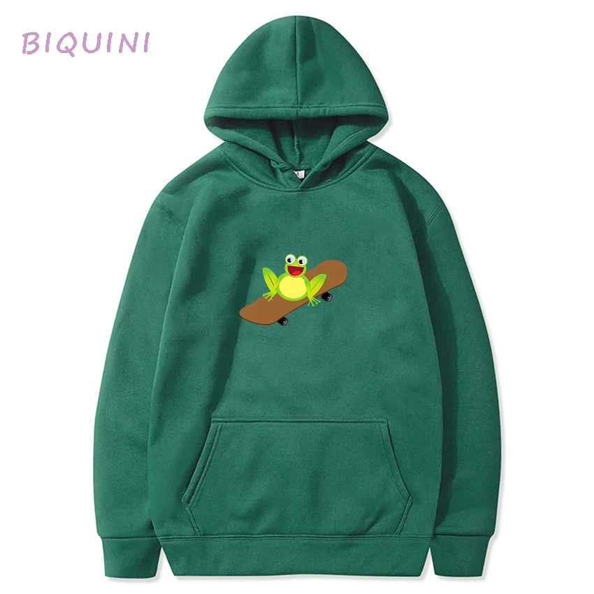 

HOT SALE Skateboard Frog Oversized Sweatshirt Men and Women's Hoodies Harajuku Warm Pullover Drawstring Korean Anime Hoodie