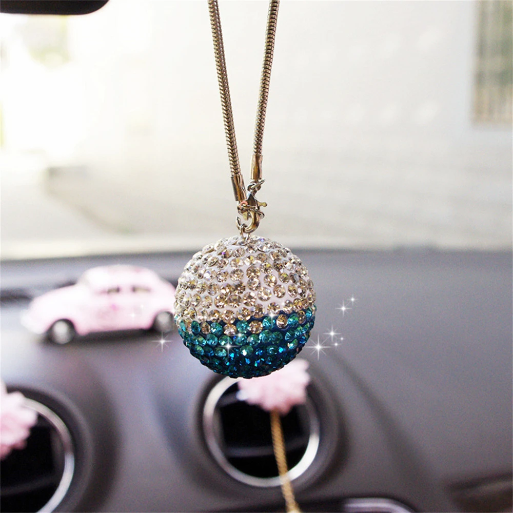 

Car Crystal Ball Decoration Bling Bling Diamond-encrusted Car Rearview Mirror Pendant Diamond Hanging Ornaments Gift for Girl