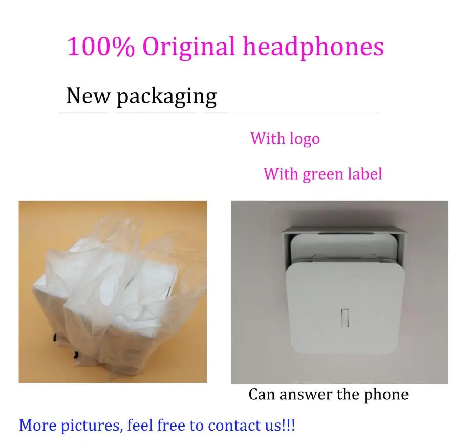 

100pcs/lot With packaging 100% Original oem Quality headset in ear headphones earphone With Remote Mic for 3.5mm jack
