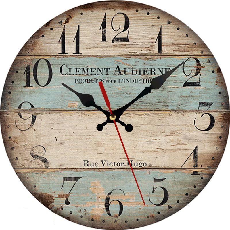 

12 Inch Vintage Wooden Wall Clock 30cm Modern Design Rustic Retro Clock Home Office Cafe Decoration Art Large Wall Watch