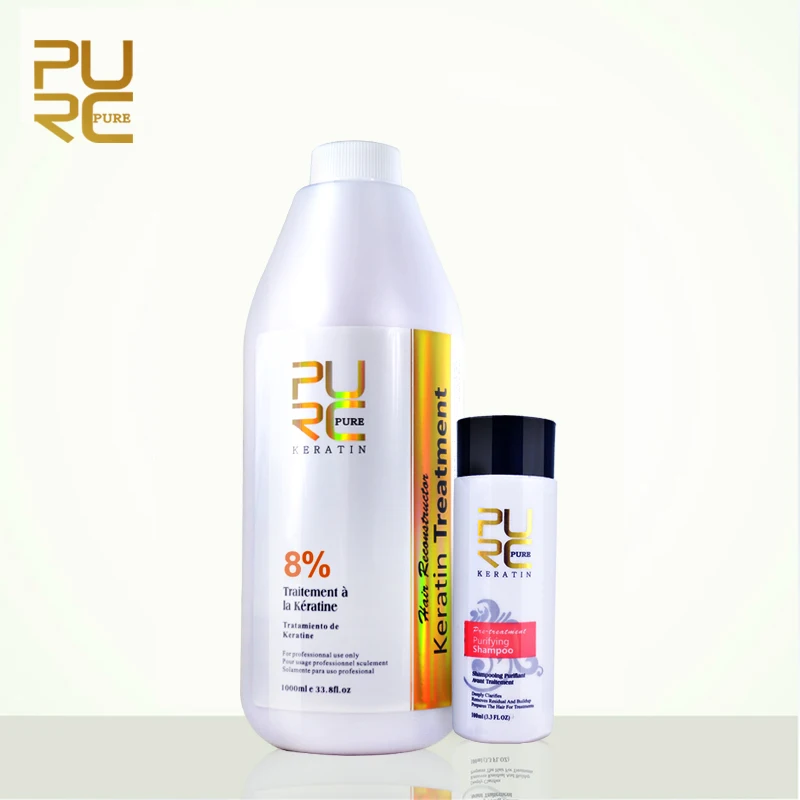 

PURC best hair care set 8% formlain 1000ml keratin and 100ml purifying shampoo high quality hair salon products free shipping