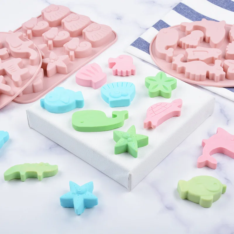 

Silicone Mold DIY Cake Baking Decorating Tools Pink Animal Fondant Chocolate Candy Mould Starfish Scallop Rabbit Elephant 3 Size