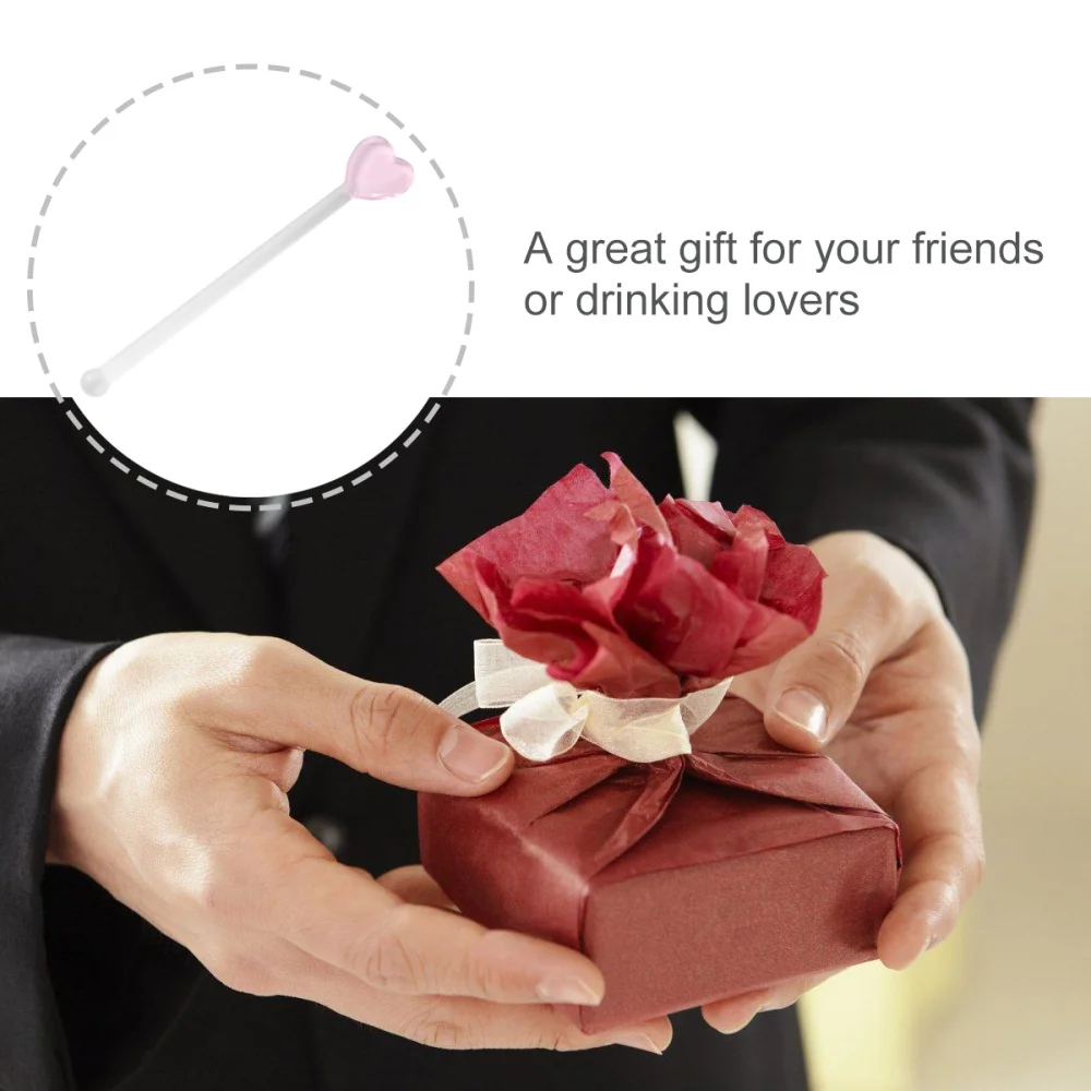 

5pcs Heart Stirring Rod Glass Stirring Stick Creative Muddler Decorative Mix Rod Stirrers Swizzle Stick