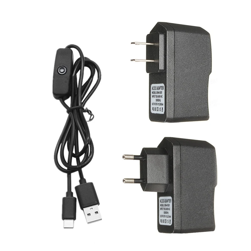 

5V 3A 3000mA Power Supply Adapter USB Type-C Charger Cable for Raspberry Pi 4 4B US / EU Plug with Switch