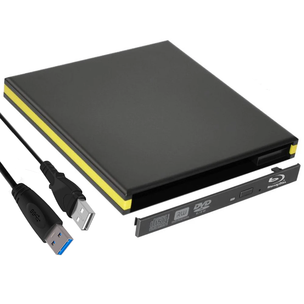 External CD/DVD RW Blu-Ray Enclosure USB 3.0 Case 12.7mm SATA Optical Drive Case For laptop Notebook without Driver