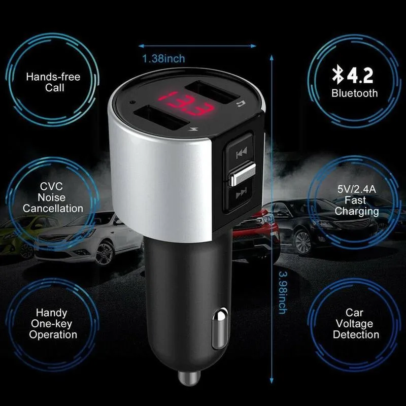 Bluetooth FM трансмиттер аудио модулятор двойной USB плеер комплект для вызова MP3