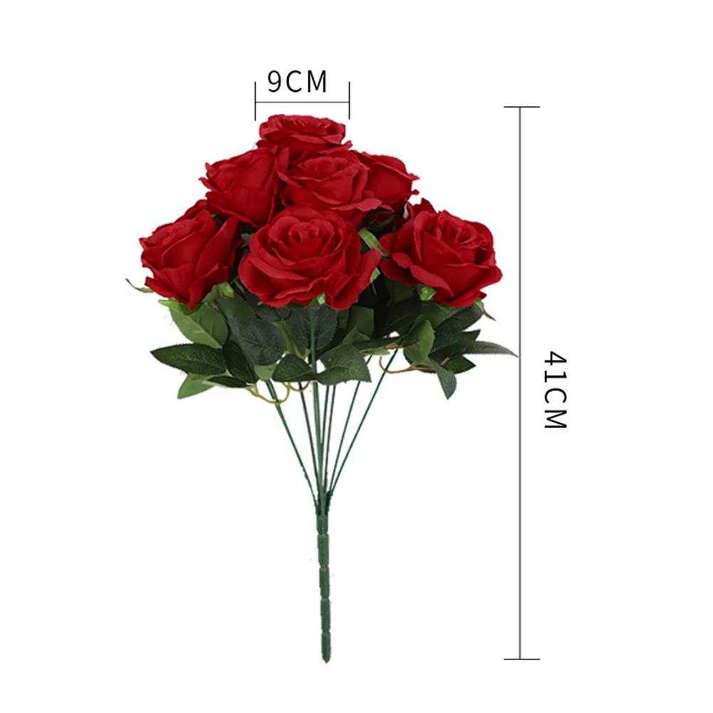 

Artificial 9 Heads Rose Flower Bridal Bouquet gifts christmas decor for home wedding bridal fake flowers Craft Fake Flower DIY