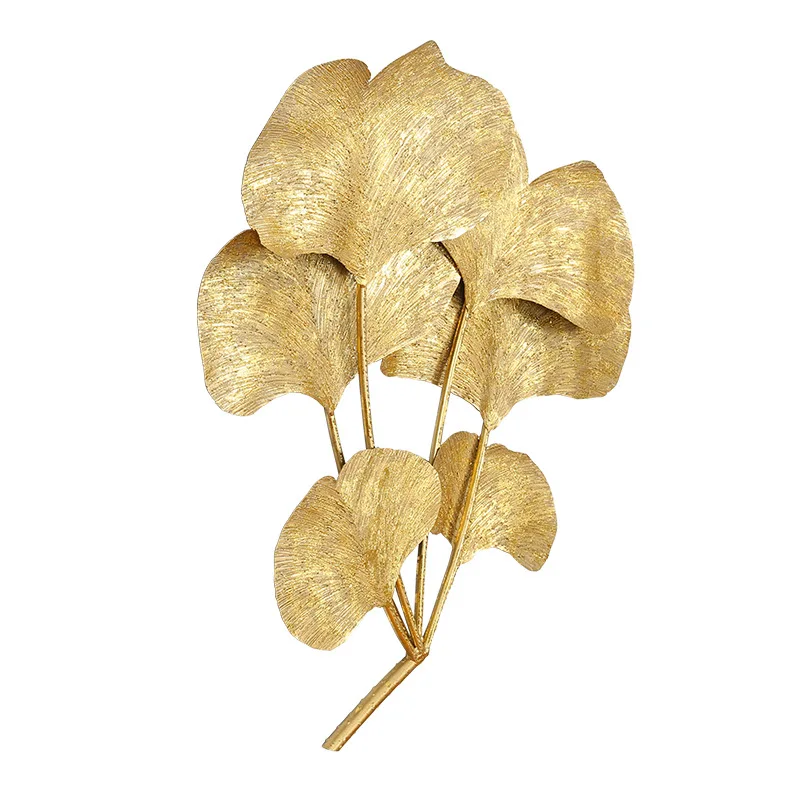 

golden ginkgo leaf iron wall decoration home living room porch pendant 3D wall hanging decoration