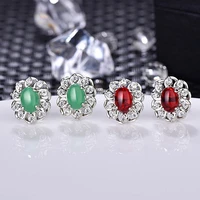 925 silver new fashion earring green chalcedony flower agate valentines day birthday gift for women exquisite jewelry wholesale