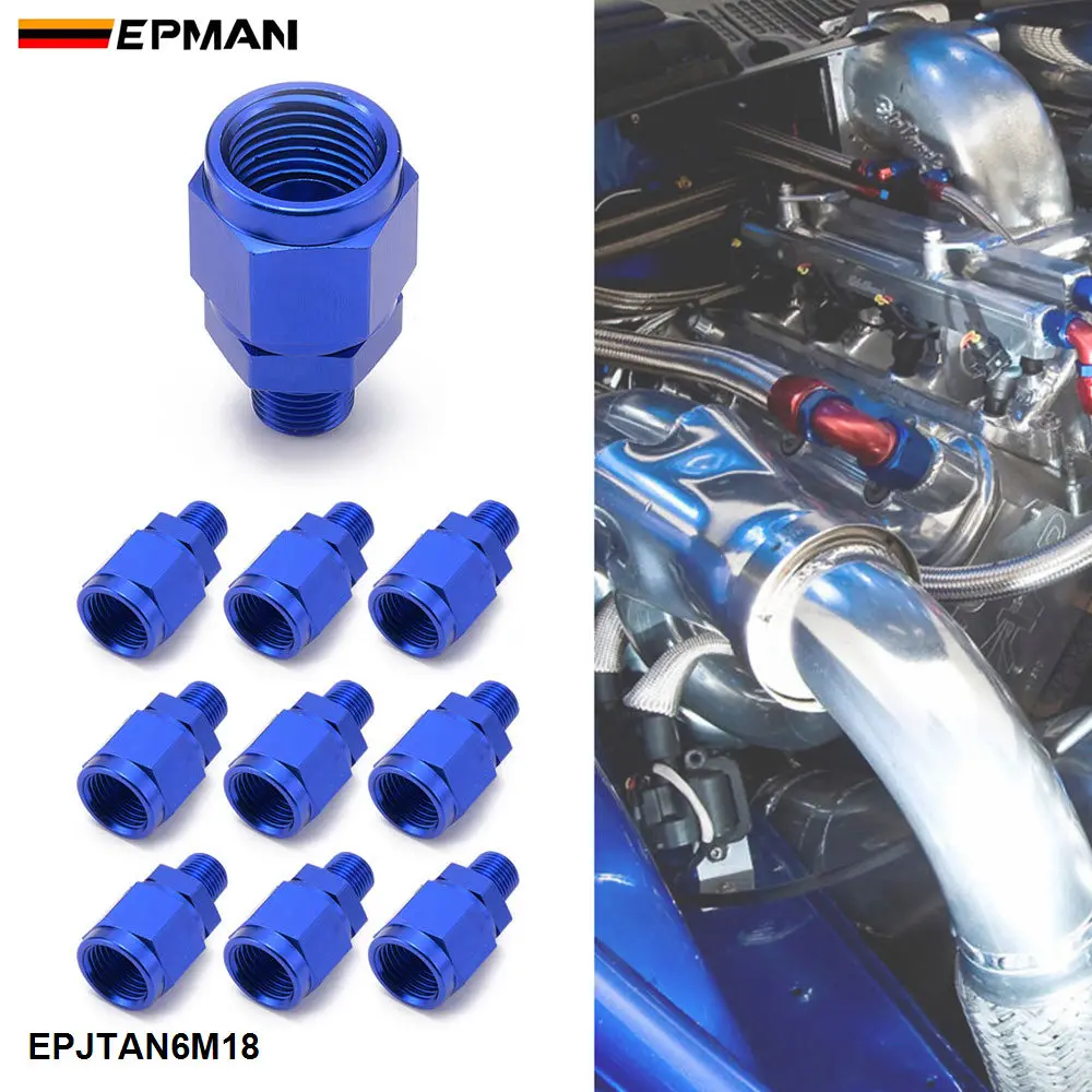 

EPMAN 10PCS Straight -6AN Swivel To 1/8 Inch Male NPT Adapter Hose Fitting Aluminum Fuel Hose Fitting Adapter EPJTAN6M18