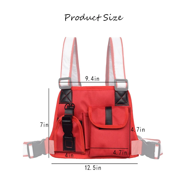 Tactical Vest Chest Bag for Men Reflective Strap Adjustable Front Pack Fanny Streetwear Kanye Waistcoat Male | Багаж и сумки