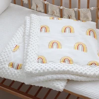 minky dot fleece rainbow baby bed quilt cotton quilted kids children comforter baby cot crib quilts for babies newborns