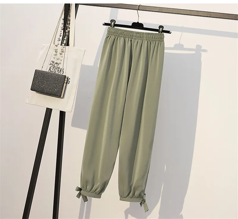 Женские однотонные штаны 2020 летние женские с эластичной резинкой на талии
