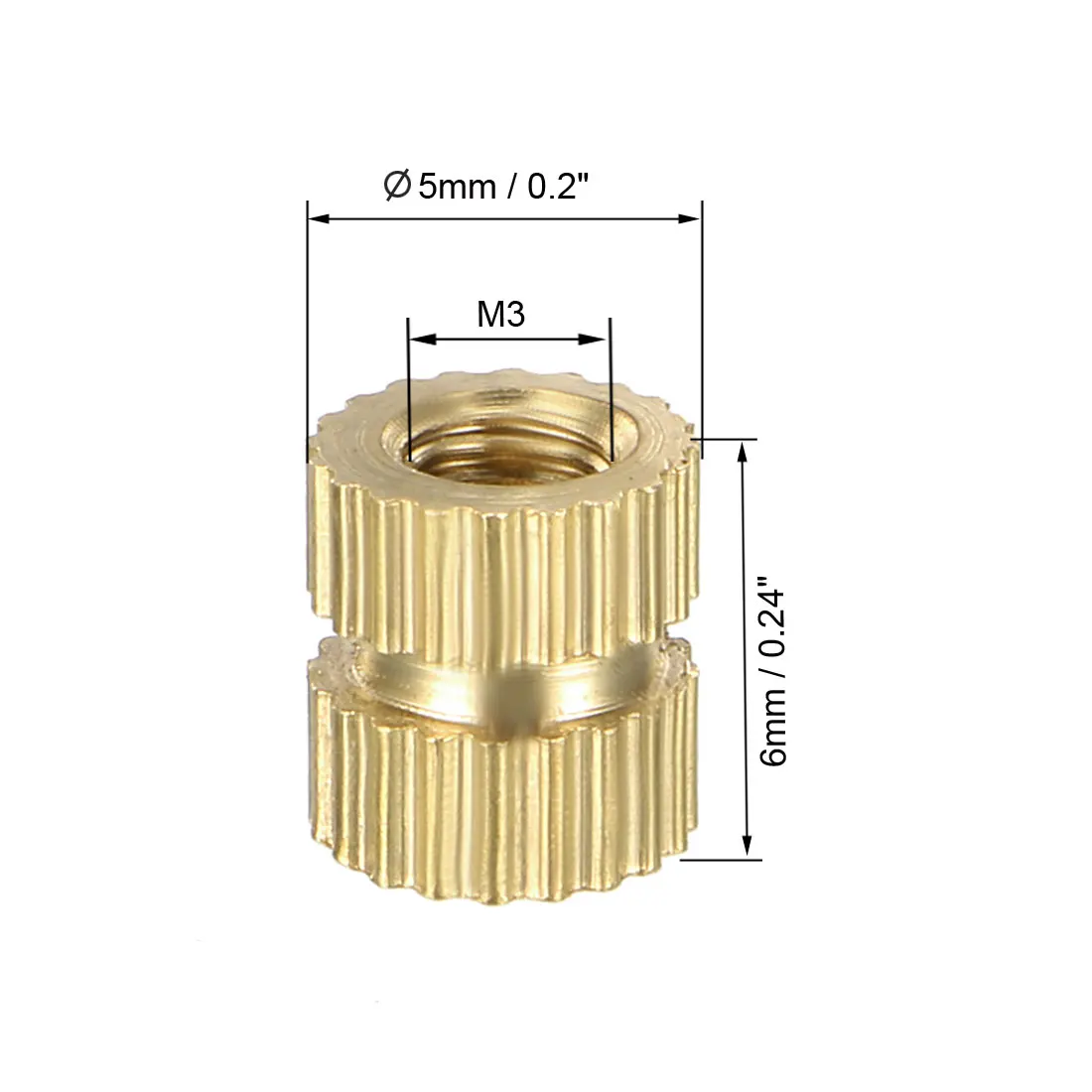 Female Thread Brass Knurled Threaded Insert Embedment Nuts 20 Pcs M3 x 6mm 5mm 20pcs | Инструменты