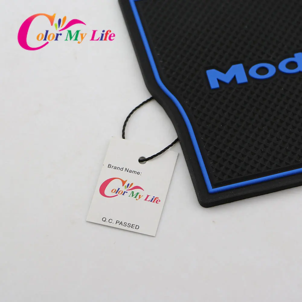 3D резиновый нескользящий коврик для интерьера стакана дверной с желобом Tesla Model3