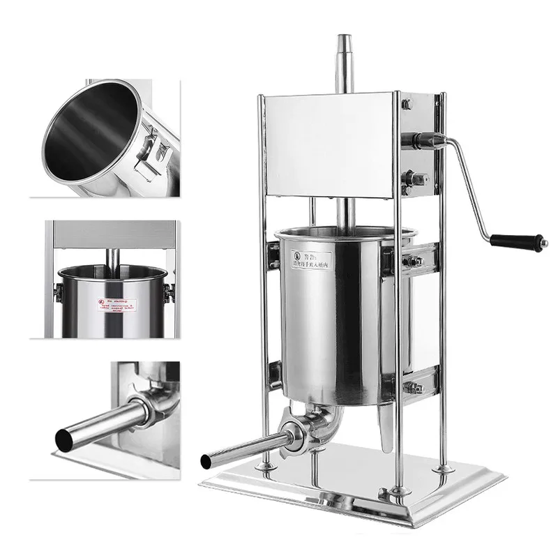 

7L Big Manual Sausage Stuffer Sausage Maker Machine Vertical Stainless Steel Sausage Filler Kitchen Meat Tools