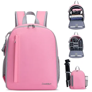 pink camera backpacks fashion digital dslr cameras bags for lens laptop nikon canon sony fit girl women outdoor travel pack free global shipping