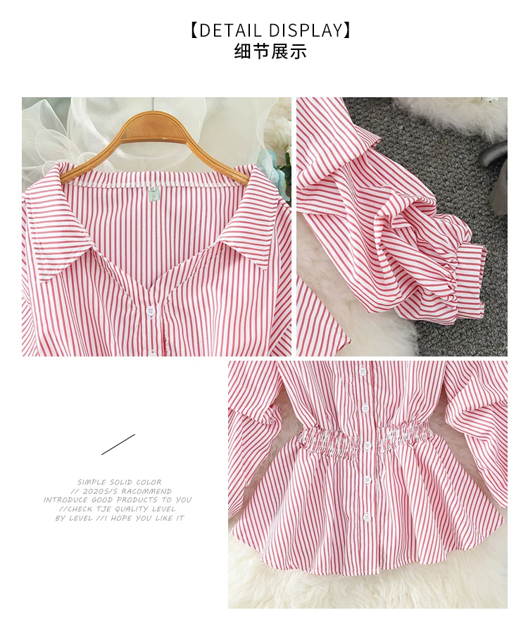 black long sleeve top stripe blouses Women chiffon long-sleeve New Tops Fashion Korean shirts Female blouse 2021Spring Autumn princess clothes V-neck satin blouse