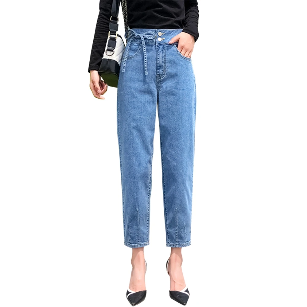 

WITHZZ Spring Summer Women's Ice Oxygen Fiber Cool Breathable Comfortable High Waist Harem Pants Jeans