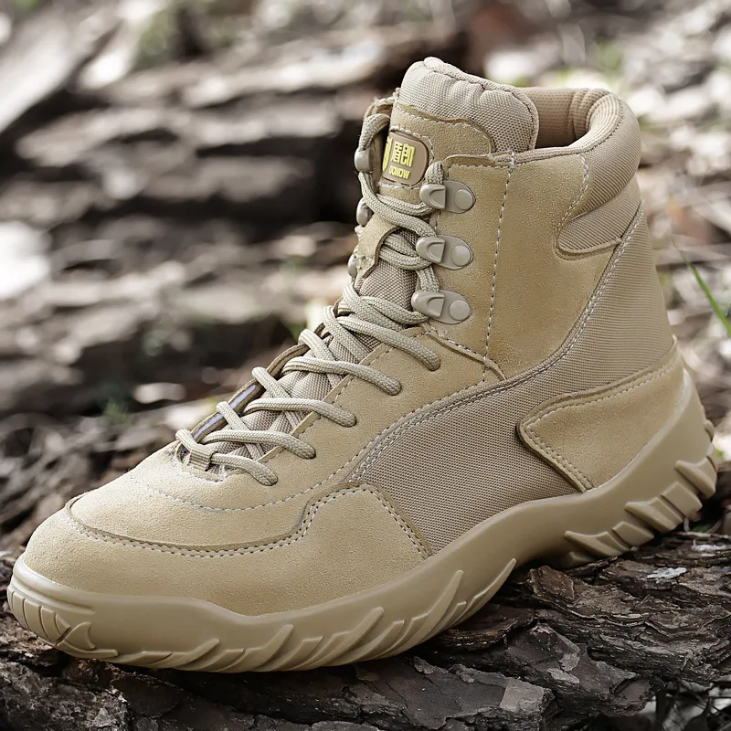 Outdoor Men Hiking Shoes Army Combat Boots Lace Up Ankle Tactical Boot Man Plus Big Size Military Work Mens Non-slip | Спорт и