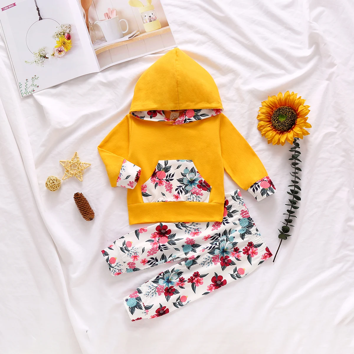 Повседневные комплекты из двух предметов для маленьких девочек толстовка с