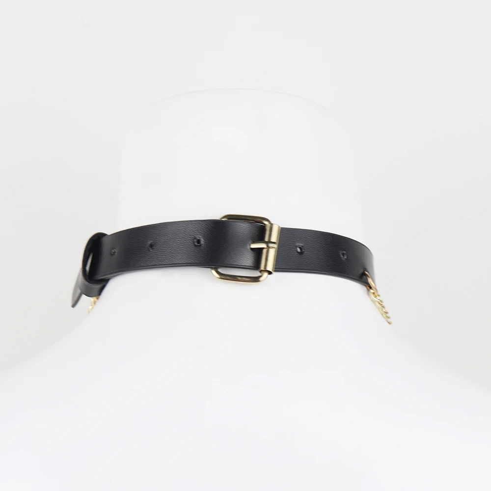 

2021 New Black PU Woman Collar Cat Conch Artificial Leather Lron Chain Necklace For Women Punk Gothic style Choker Jewelry