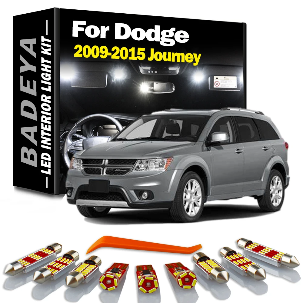 BADEYA 10pcs Car Bulbs Canbus White LED Interior Light Kit For 2009 2010 2011-2015 Dodge Journey Map Dome License Plate Lamp