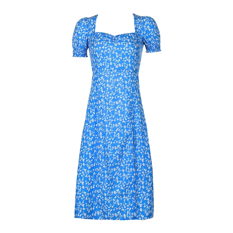 Женские французские повседневные платья с цветочным принтом квадратное Платье