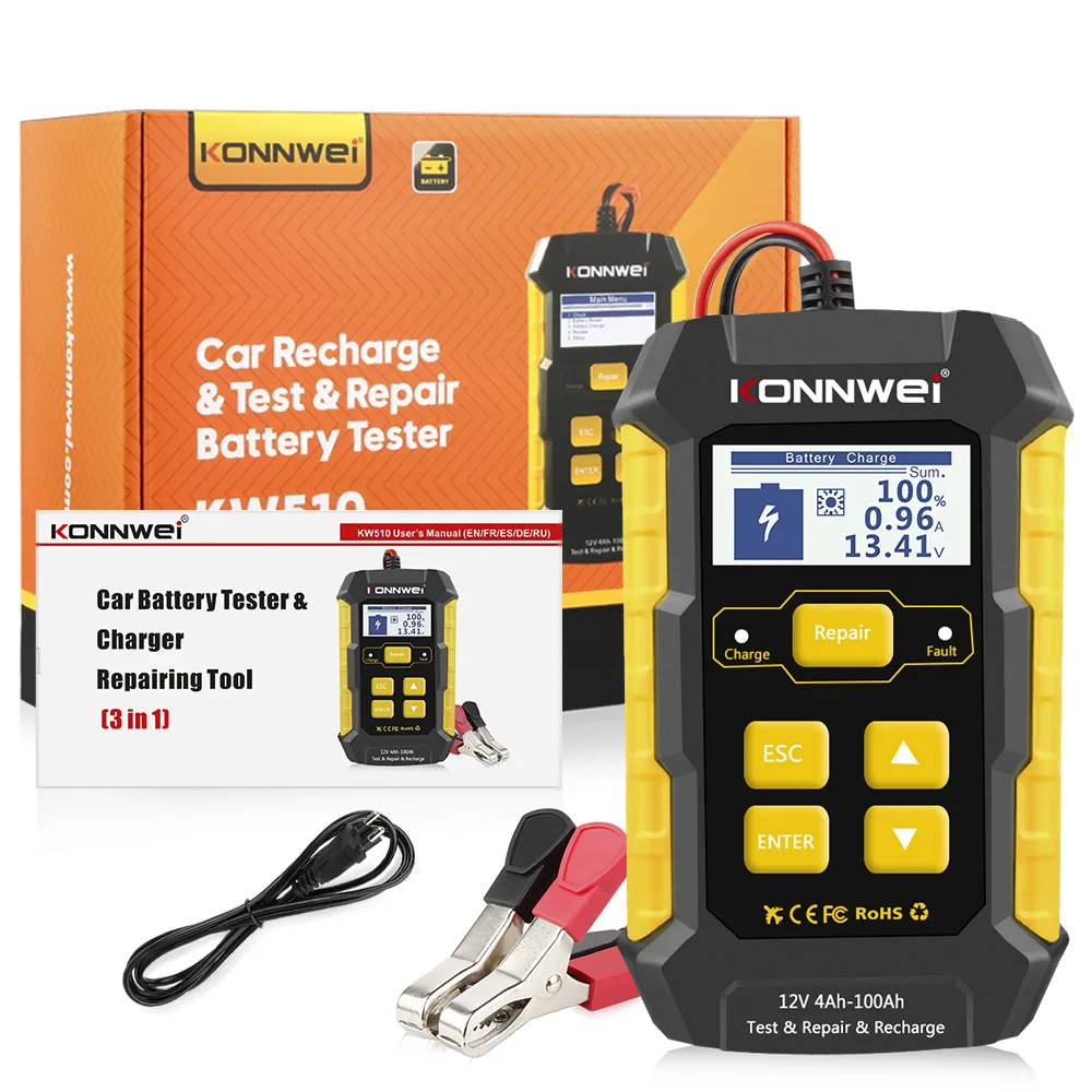 

Kw510 Full Automatic 12v Car Battery Tester Pulse Repair 5a Battery Chargers Wet Dry Agm Gel Lead Acid Car Repair Tool