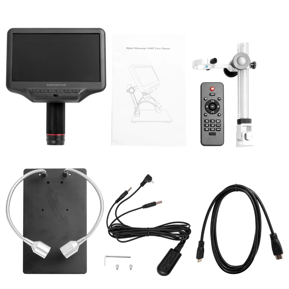 

AD407 /HY-1070 Digital Biological Microscope Camera 270X 1080P USB Electronic Stereo Microscope for Soldering 7 inch LCD Screen