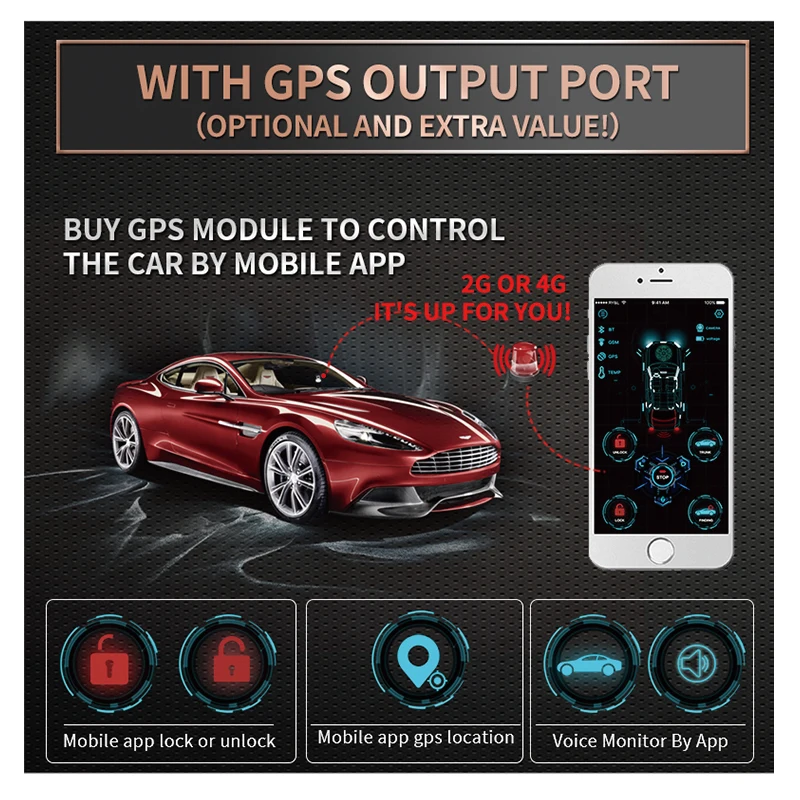 Cardot 2g RFID невидимая Автомобильная сигнализация кнопка запуска и остановки