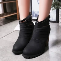heels womens boots nubuck zip pointed toe retro fashion autumn ankle boots heel winter shoes women