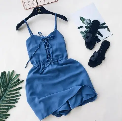 Женские комбинезоны на шнуровке с широкими штанинами и высокой талией