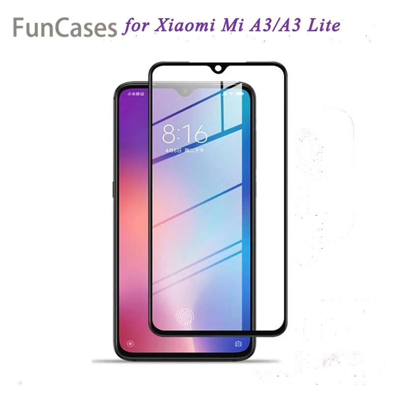

Full Cover Tempered Glass for Xiaomi Mi A3 A3 Lite Screen Protector Protective Front Film Sklo 9h screen protective Film a3lite