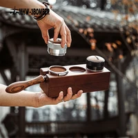 515458mm walnut wood coffee filter tamper holder espresso tamper mat stand coffee maker support base rack coffee accessories