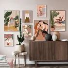 Модная вечерние растения иллюстрация настенная Картина на холсте скандинавские постеры и принты настенные картины для гостиной домашний декор