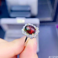 kjjeaxcmy fine jewelry s925 sterling silver inlaid natural black opal new girl popular ring support test chinese style