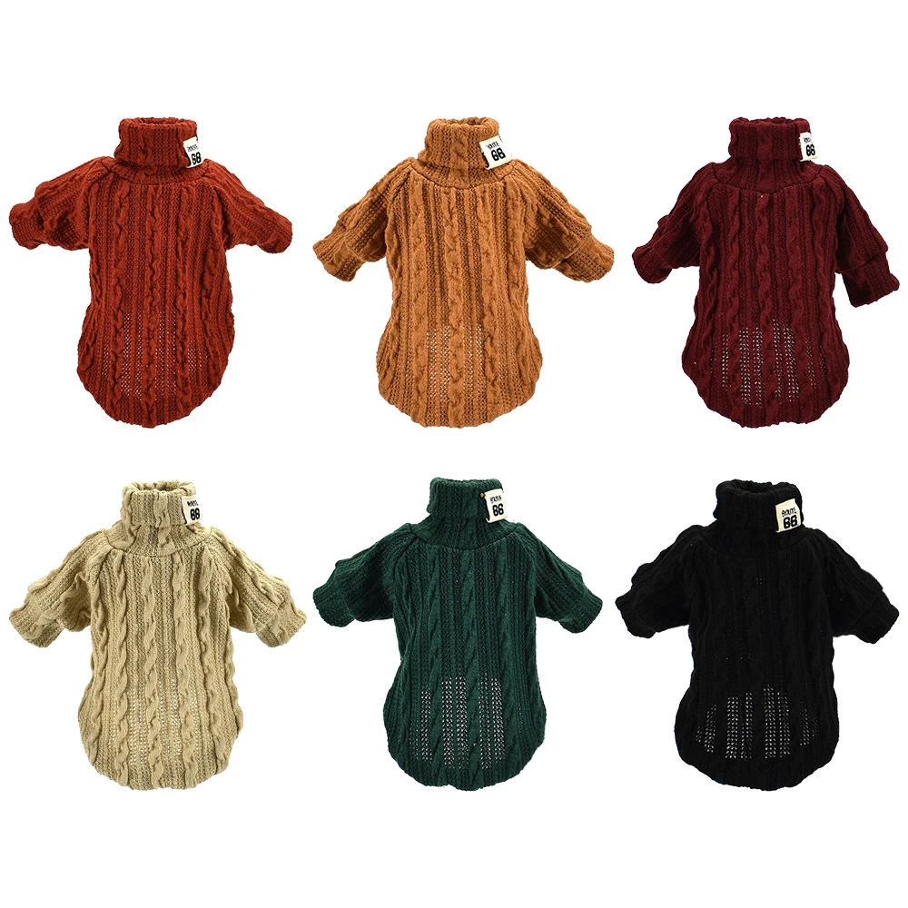 Pet Dog Sweater Cat Turtleneck Sweater Winter Warm Knitted Dog Clothes Small Dogs Clothing Puppy Coat Pet Wearing Products