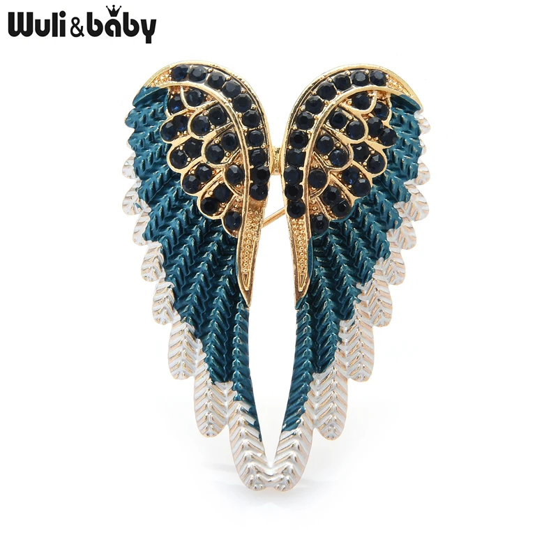 Классические броши Wuli &amp baby в виде ангела Стразы Крылья 3 цветов 2021 сверкающие