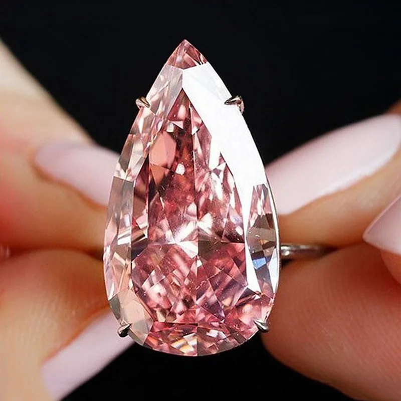 Женские свадебные кольца USTAR розовые с фианитом блестящими кристаллами CZ розовое