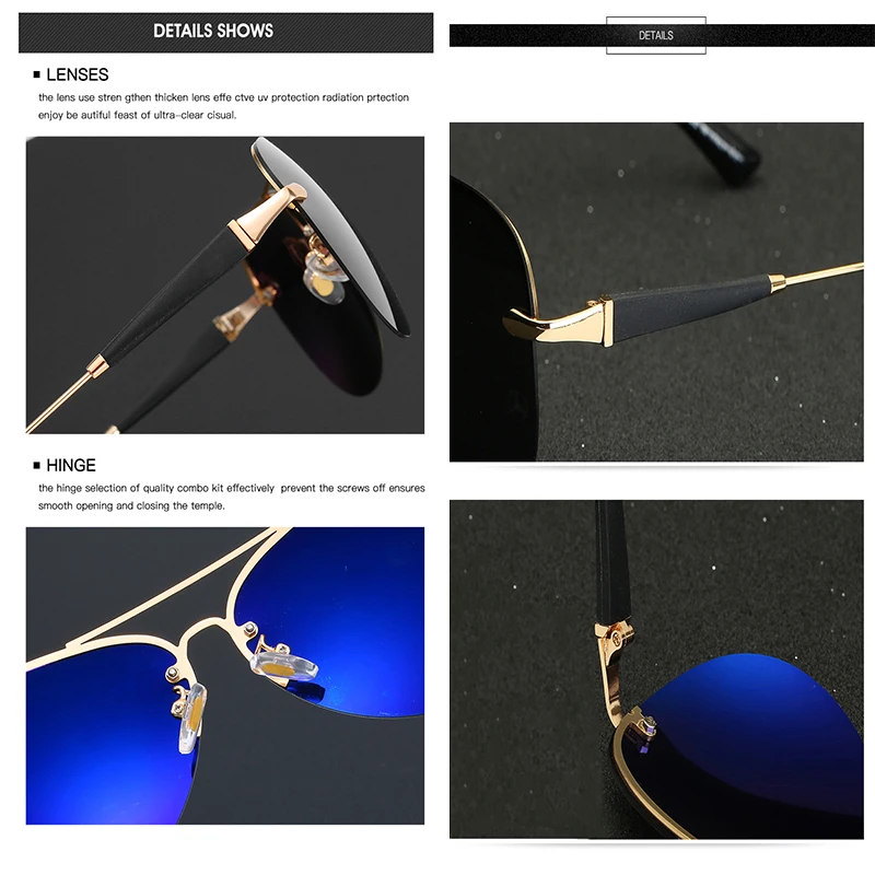 

Sunglasses Men Polarized Driving Glasses UV400 Brand Designer Mercede 743 Pilot Eyewear Metal Rimless Retro Quick delivery