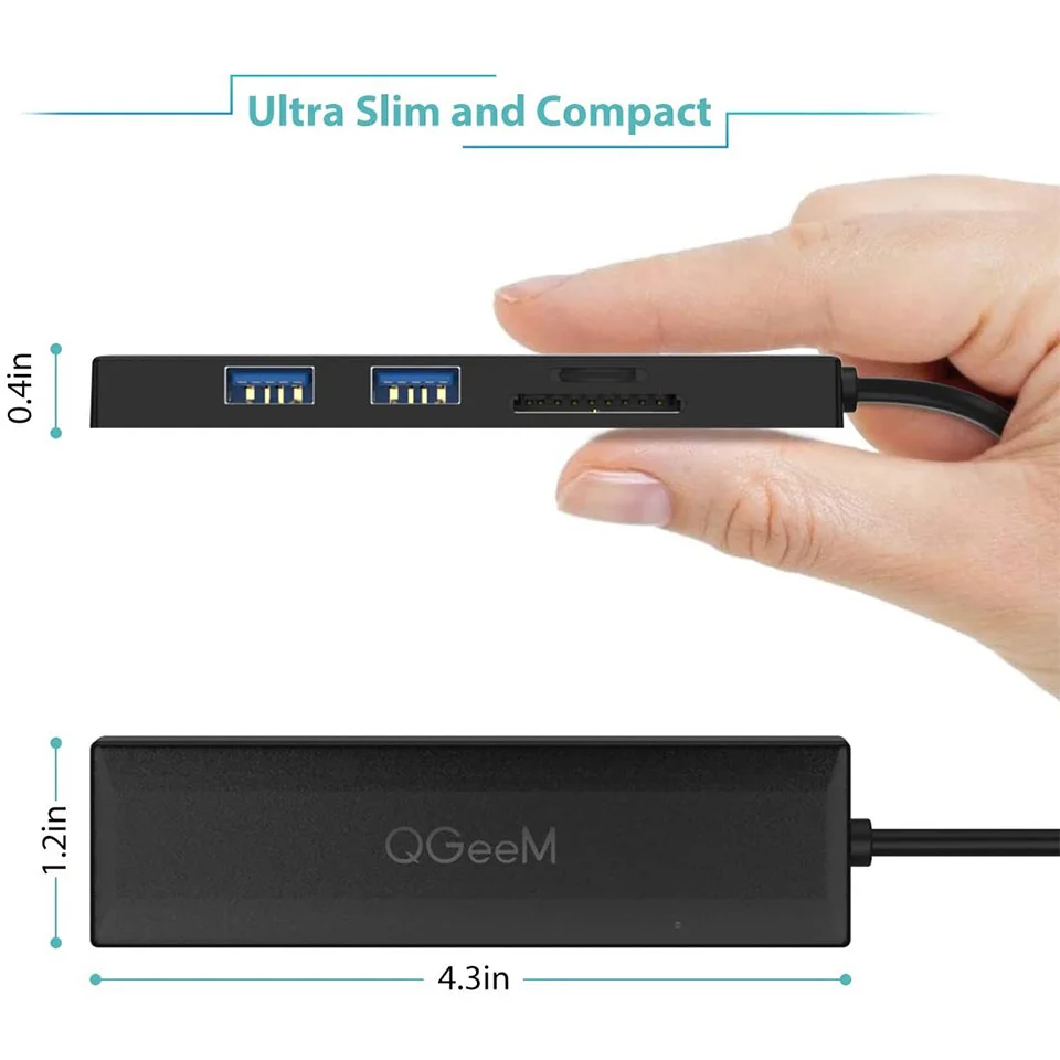 QGeeM USB Hub 3.0 Адаптер 0.11м Картридер Разветвитель для ноутбуков Xiaomi Macbook Pro ПК Компьютерные аксессуары.