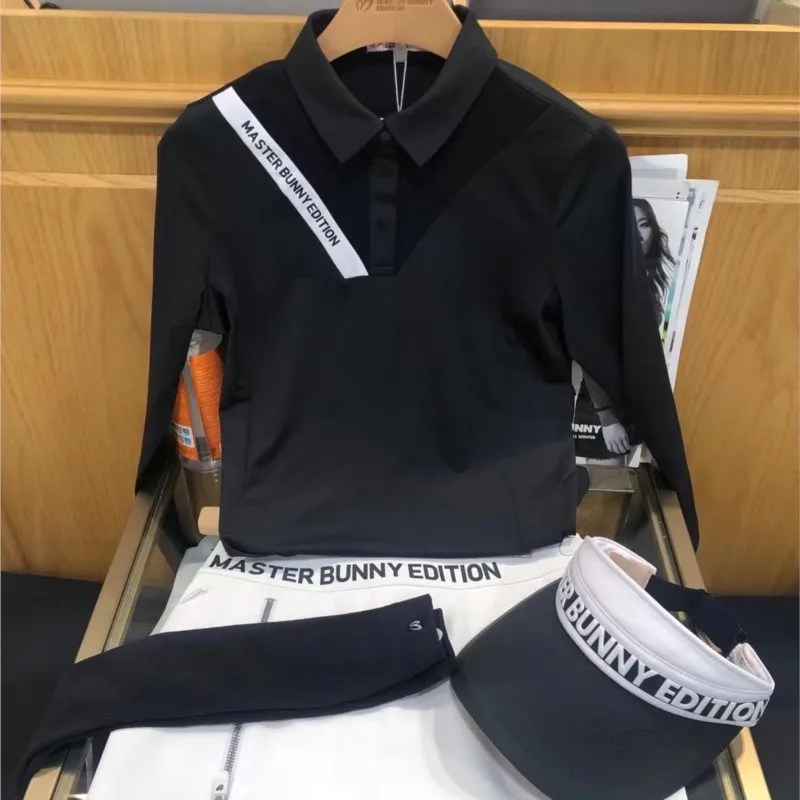 Golf Women's Fall/Winter Sports Long Sleeve Polo Shirt Korean Slim T-shirt Golf Women's Clothing