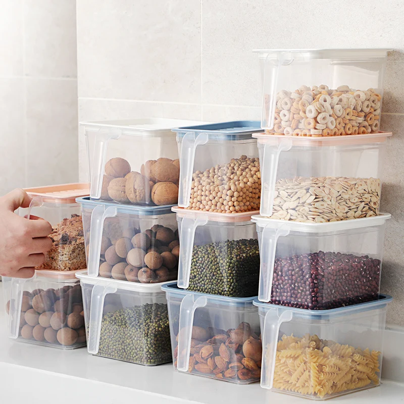 

5/1PCS Kitchen Transparent Storage Box Sealed Jar Grains Beans Storage Organizer Food Containers Refrigerator Storage Boxes