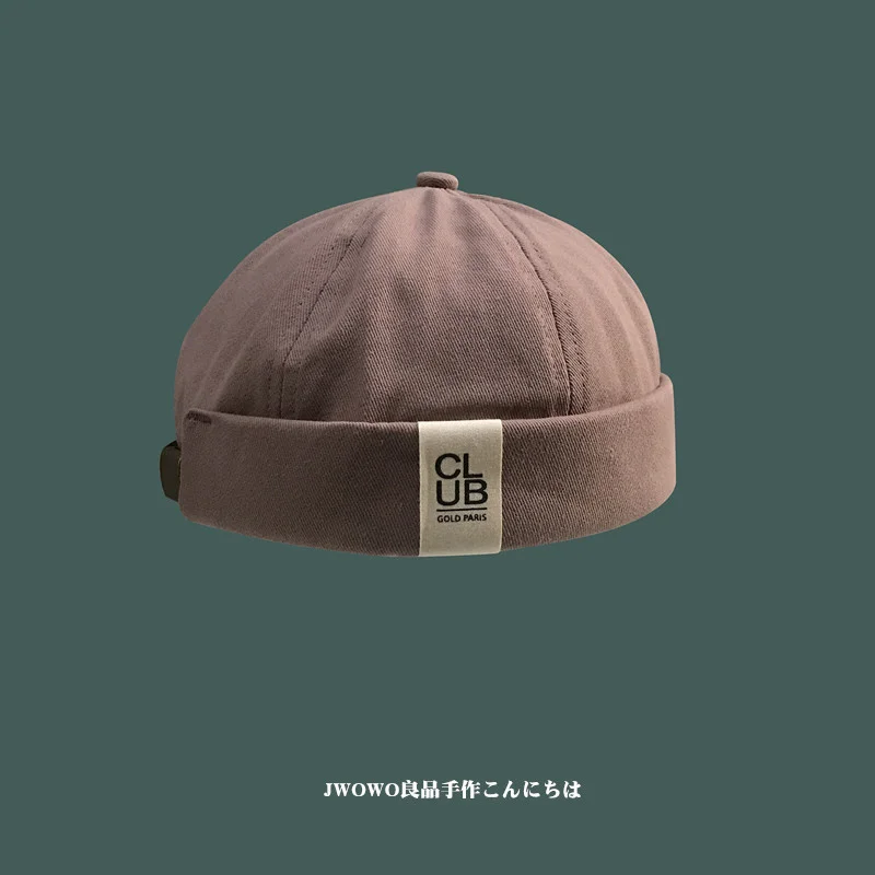

Solid Cotton Skullcap Hip Hop Hat Without Visor Folding Cuff 2021 Spring Summer Beanies Ski Letter Embroidery Retro Cap New